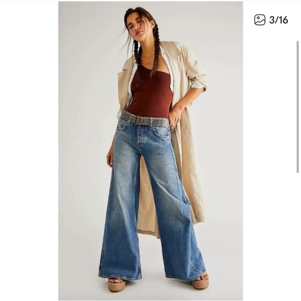 Free People Blue Flare & Wide Leg Jeans